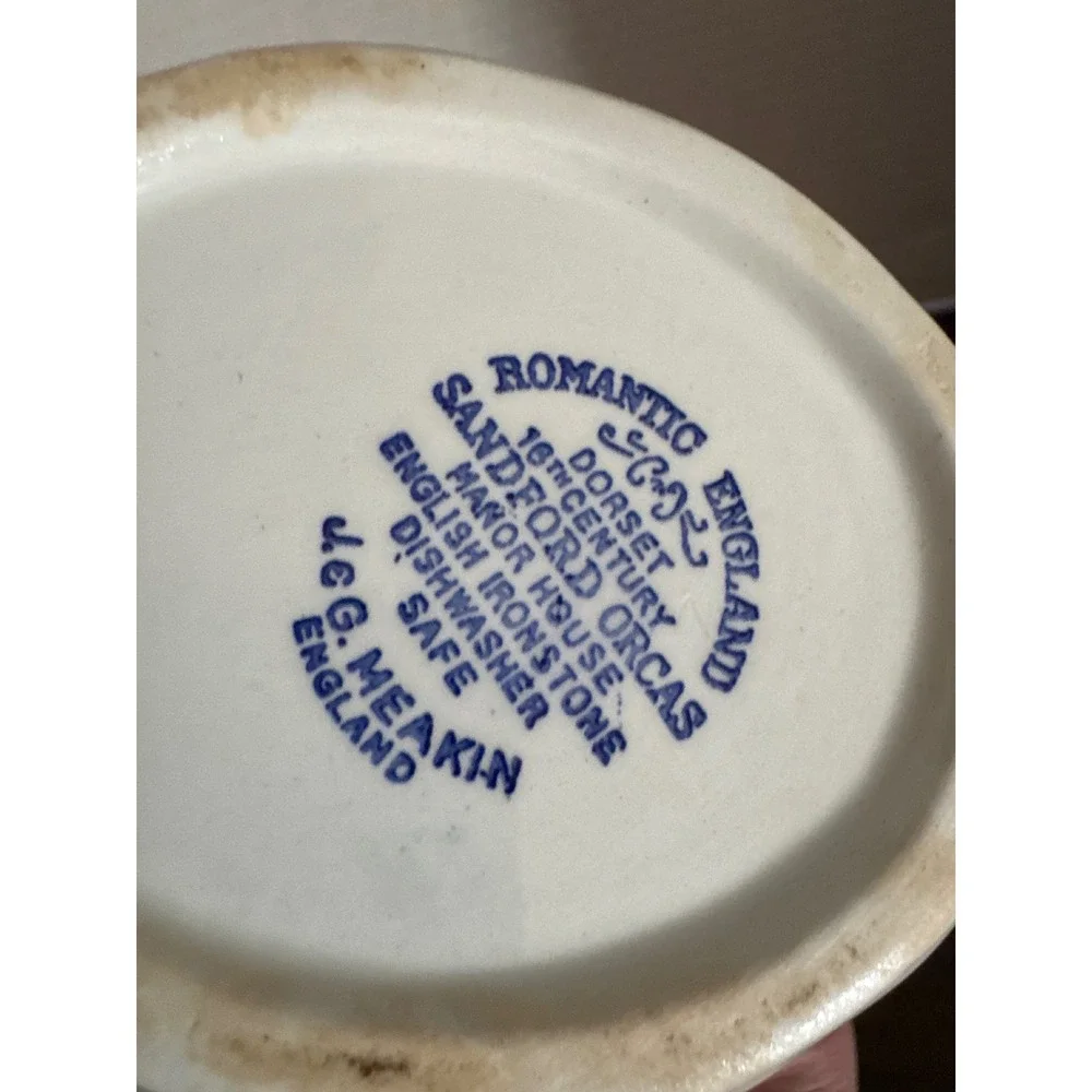 J&G Meakin Romantic England Blue White Sugar Bowl Sandford Orcas Manor House